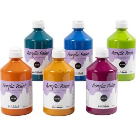 Akrylfärg A'Color 6x500ml glitter mixade färger