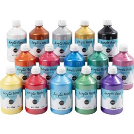 Akrylfärg A'Color 15x500 ml, metallisk mixade