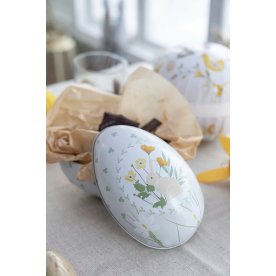 Påskägg med blommor & hare, H12,4 x B9,4 cm, tenn