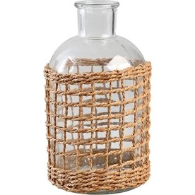 Vas med flätat "L" H19,6 x Ø10cm, klart glas