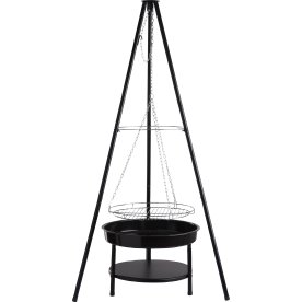 Dangrill tripod bål m. eldbricka och galler, svart