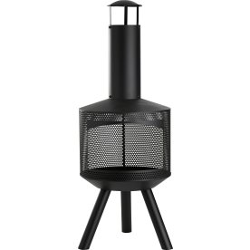 Dangrill eldstad med skorsten, svart