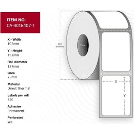 Capture Label-etiketter, 102 x 192mm, Ø25mm, 12 st