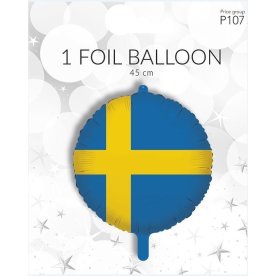 Ballong, folie, svensk flagga, 45 cm, 1 st.