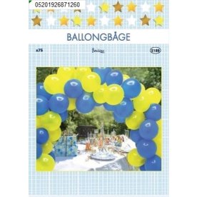 Ballongbåge, blå/gul mix, 2,5m, 70 ballonger