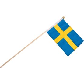Tygflagga på träpinne, 22x16cm, svensk, 1 st.