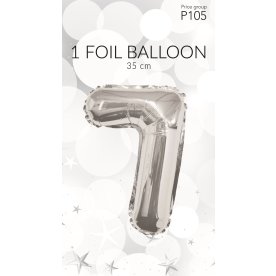 Folieballong, silver, siffran 7, 35 cm