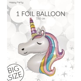Ballong, folie, enhörning, 110 cm, 1 st.
