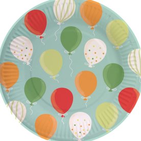 Engångstallrikar, ballonger, Ø23cm, 8 st.