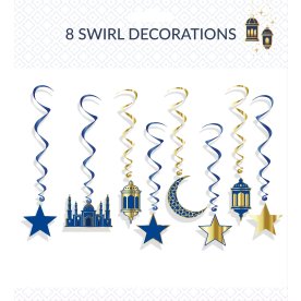 Takdekoration, spiraler med Eid-motiv, 8 st.