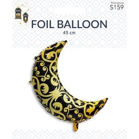 Ballong, folie, Eid-mån, svart/guld, 45 cm