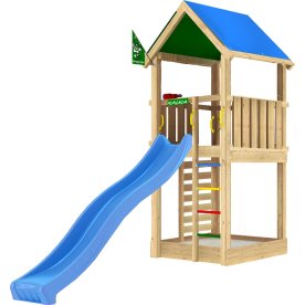 Jungle Gym Lodge 2.1 lektorn med blå rutschkana