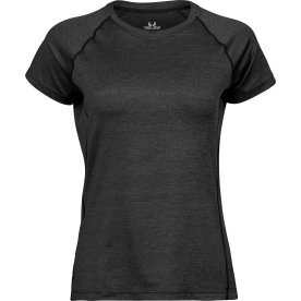 Tee Jays CoolDry Tee Dam, Svart melange, Stl. 2XL