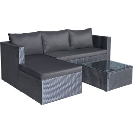 OUTDOOR loungeset 3-sits, svart