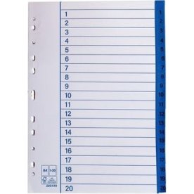 Pappersregister A4 1-20, 10st/fp