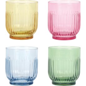 Aida Mosaic räfflat glas, 4st, ass.färger, 33cl