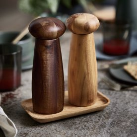 Aida RAW Teak kvarnset med bricka