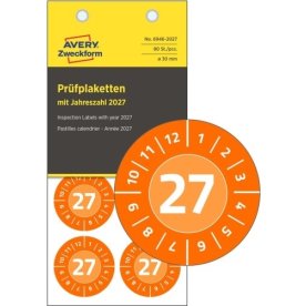 Avery Inspektionsdatumsetiketter 2027/orange/Ø30mm