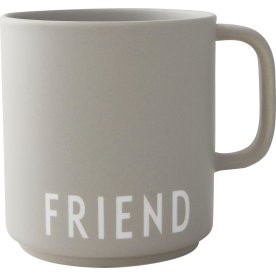 Design Letters Favourite cup m/handtag Friend, grå