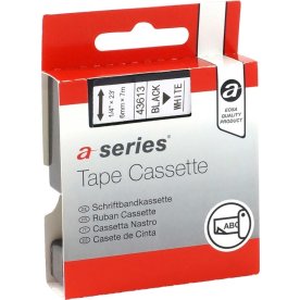 a-series etikettejp 6mm, svart på vitt, Dymo 43613