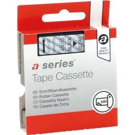 a-series etikettejp 12mm, svart/klar, Dymo 45010