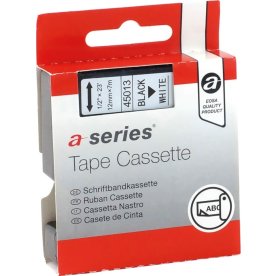 a-series etikettejp 12mm, svart på vit, Dymo 45013