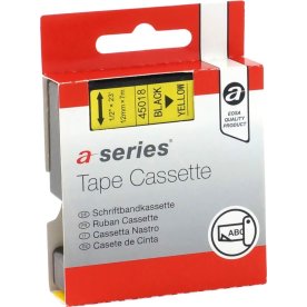a-series etikettejp 12mm, svart på gul, Dymo 45018