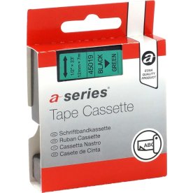 a-series etikettejp 12mm, svart/grön, Dymo 45019