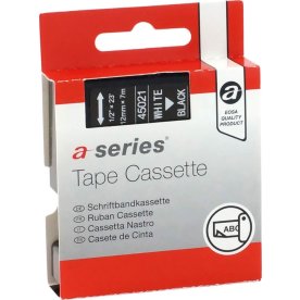 a-series etikettejp 12mm, vit/svart, Dymo 45021