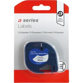 a-series etikettejp 12mm, svart på vit, Dymo 91201
