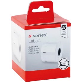 a-series etikettejp 28mm, svart på vitt, 2 rullar