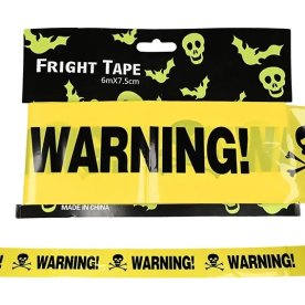 Avskärmningsband, "warning!", gul, 600cm