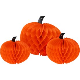 Pumpa Honeycomb Dekoration, 3 st., papper