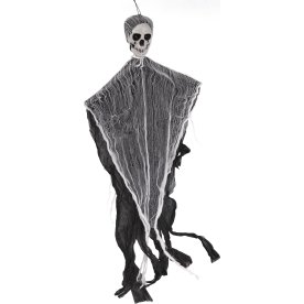Hängande Skelett m. Svart Spökdräkt, H85 cm
