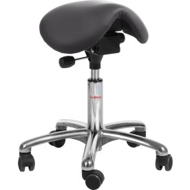 Mini Sadelstol, Svart, konstläder, 51-64 cm, Alu