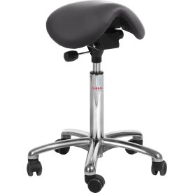 Mini Sadelstol, Svart, konstläder, 60-79 cm, Alu