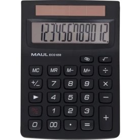 Maul Eco miniräknare, solceller, 12 siffror, svart