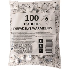 Värmeljus, paraffin, 6 timmar, vit, 100 st.