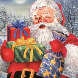 Juleservett, Jultomte & presenter, 33x33 cm, 20 st