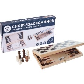 Brädspel Schack/Backgammon 29x29 cm, Fällbart