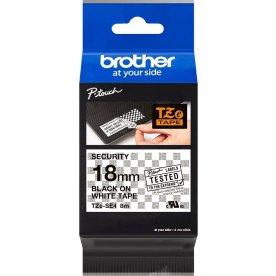 Brother TZe-SE4 etikettape, 18 mm, svart på vit