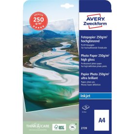 Avery Inkjet fotopapper, glansigt, A4 / 250 g / 50