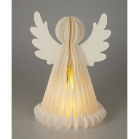 Ängel I Papper m. LED Gör Det Själv, 38cm, vit