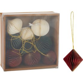 Hängdekoration med pappersstruktur, Ø60mm, 9 st.