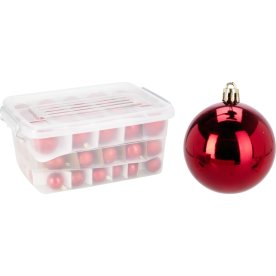 Låda med julkulor, röda, 70 st.