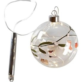Glaskula m/10 LED, m/timer, 1m sladd, Ø12cm