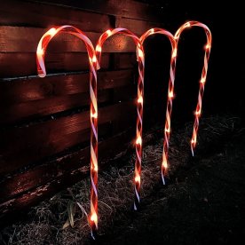 Julstänger 4 st, m/24 LED, m/timer, H78 cm