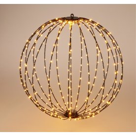 Hopfällbar kula i metall med 240 LED, 40 cm, svart