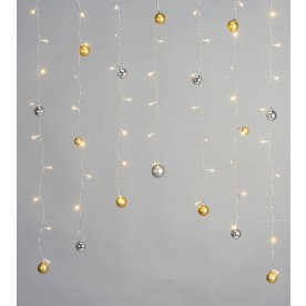 LED-ljusslinga julgranskulor, 74LED, guld/silver