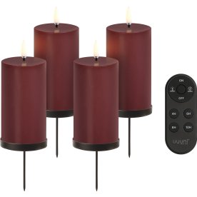 UYUNI LED Adventsljus, 4 st., med spjut, vinröd
